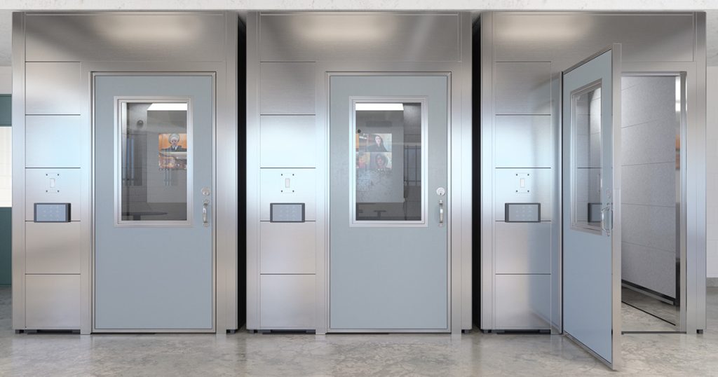 SnapCab Secure Canadian-made justice pods deliver extreme sound privacy, meet the highest safety standards, and carry a lifecycle value that permanent construction simply cannot match.